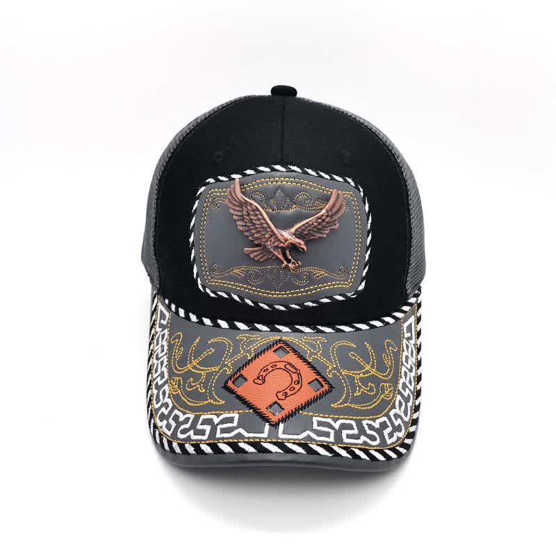 Copper Color 3d Metal Decor Ethnic Mexican Gray Mesh Truck Hat (Pre-Sale) - image 8