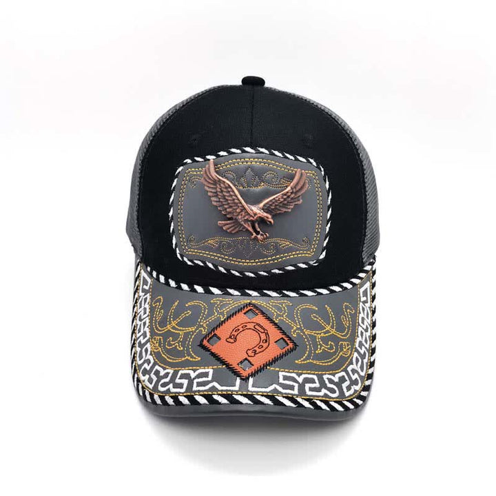 Copper Color 3d Metal Decor Ethnic Mexican Gray Mesh Truck Hat (Pre-Sale) - image 8