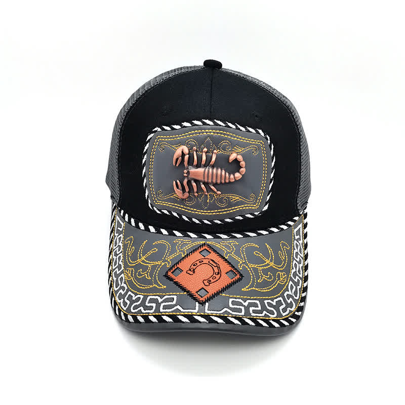 Copper Color 3d Metal Decor Ethnic Mexican Gray Mesh Truck Hat (Pre-Sale) - image 14