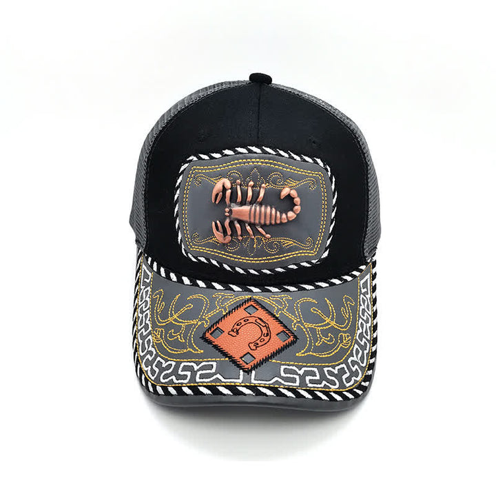 Copper Color 3d Metal Decor Ethnic Mexican Gray Mesh Truck Hat (Pre-Sale) - image 14