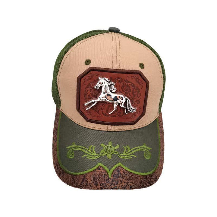 Silver 3d Metal Horse Decor Westerm Embroidery Mesh Truck Hat (Pre-Sale) - Green - M (22"-22 7/8") - image 9
