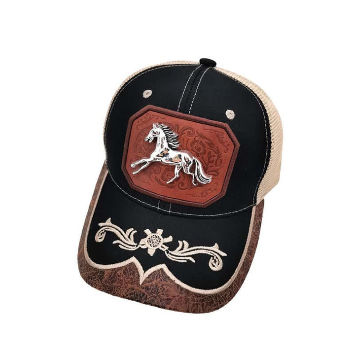 Silver 3d Metal Horse Decor Westerm Embroidery Mesh Truck Hat (Pre-Sale) - Black - M (22"-22 7/8") - image 5