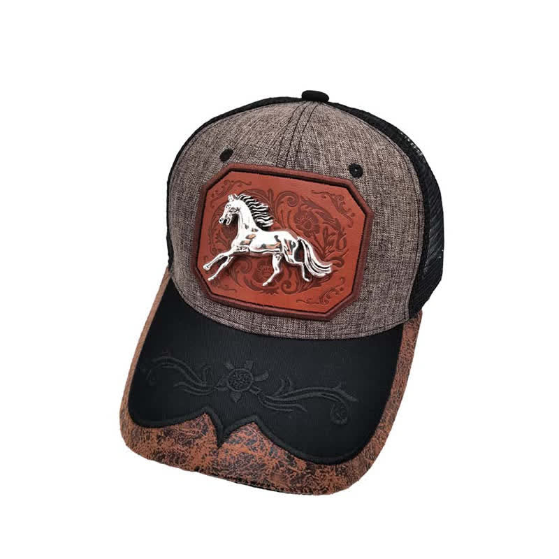 Silver 3d Metal Horse Decor Westerm Embroidery Mesh Truck Hat (Pre-Sale) - Gray - M (22"-22 7/8") - image 7