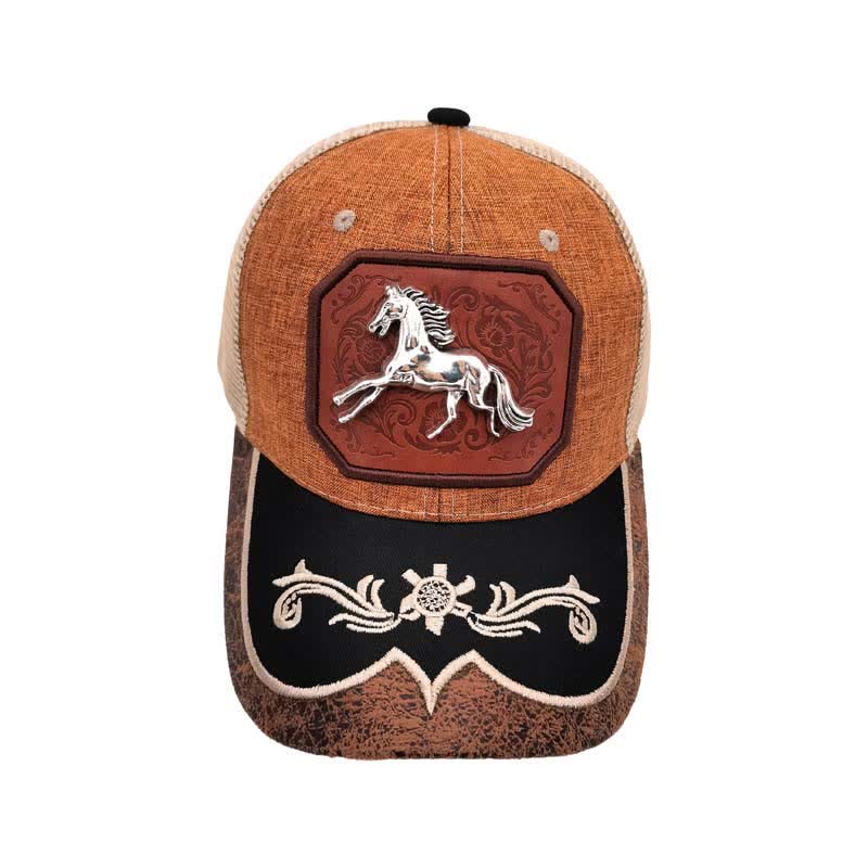 Silver 3d Metal Horse Decor Westerm Embroidery Mesh Truck Hat (Pre-Sale) - image 3