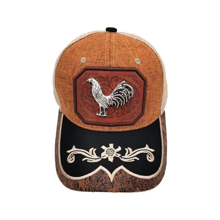 Silver 3d Metal Rooster Decor Westerm Embroidery Mesh Truck Hat (Pre-Sale) - image 2