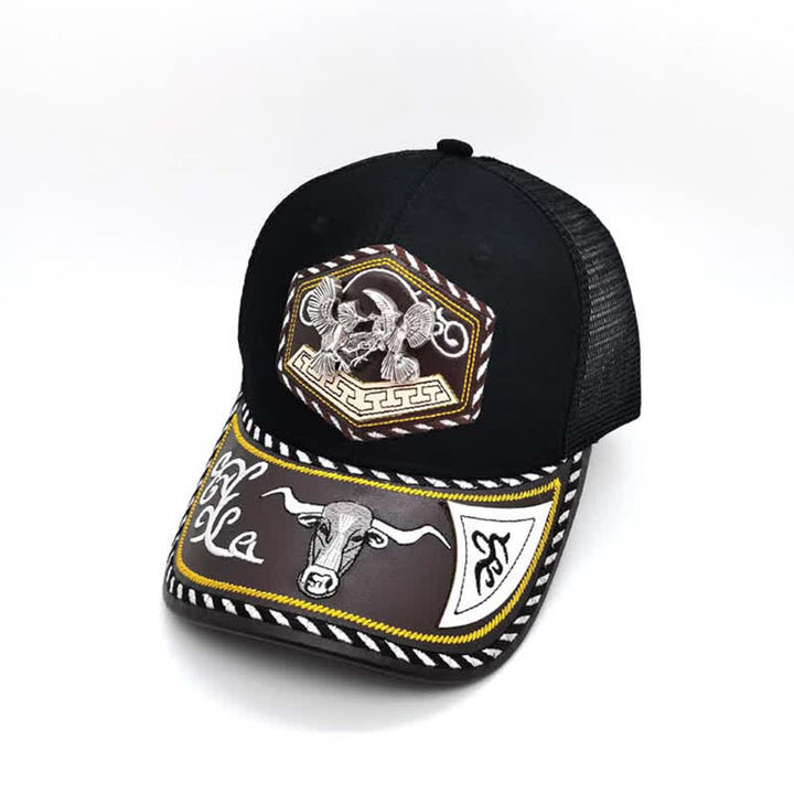 Silver 3d Metal Decor Westerm Embroidery Black Mesh Truck Hat (Pre-Sale) - Birds - Adjustable (About 22"-23 5/8") - image 6