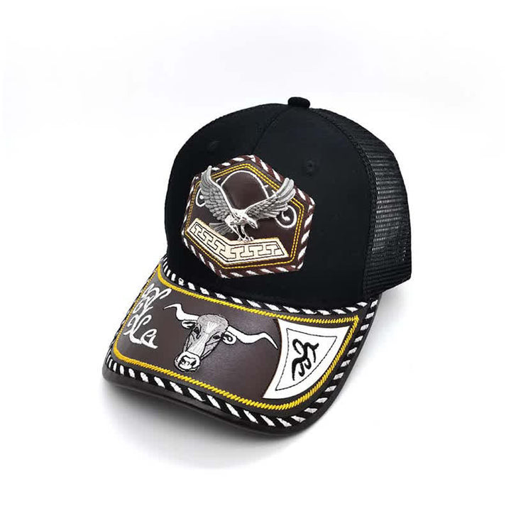 Silver 3d Metal Decor Westerm Embroidery Black Mesh Truck Hat (Pre-Sale) - Eagle - Adjustable (About 22"-23 5/8") - image 13