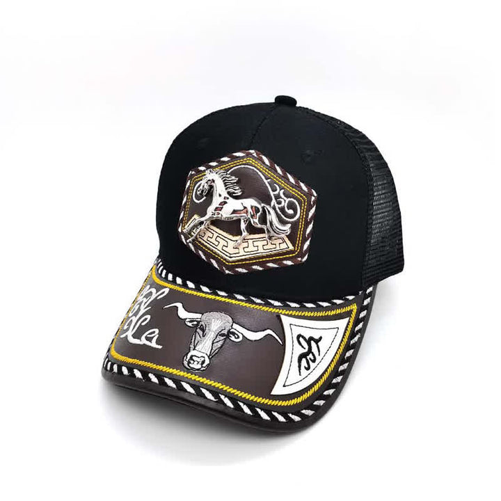 Silver 3d Metal Decor Westerm Embroidery Black Mesh Truck Hat (Pre-Sale) - Horse - Adjustable (About 22"-23 5/8") - image 11