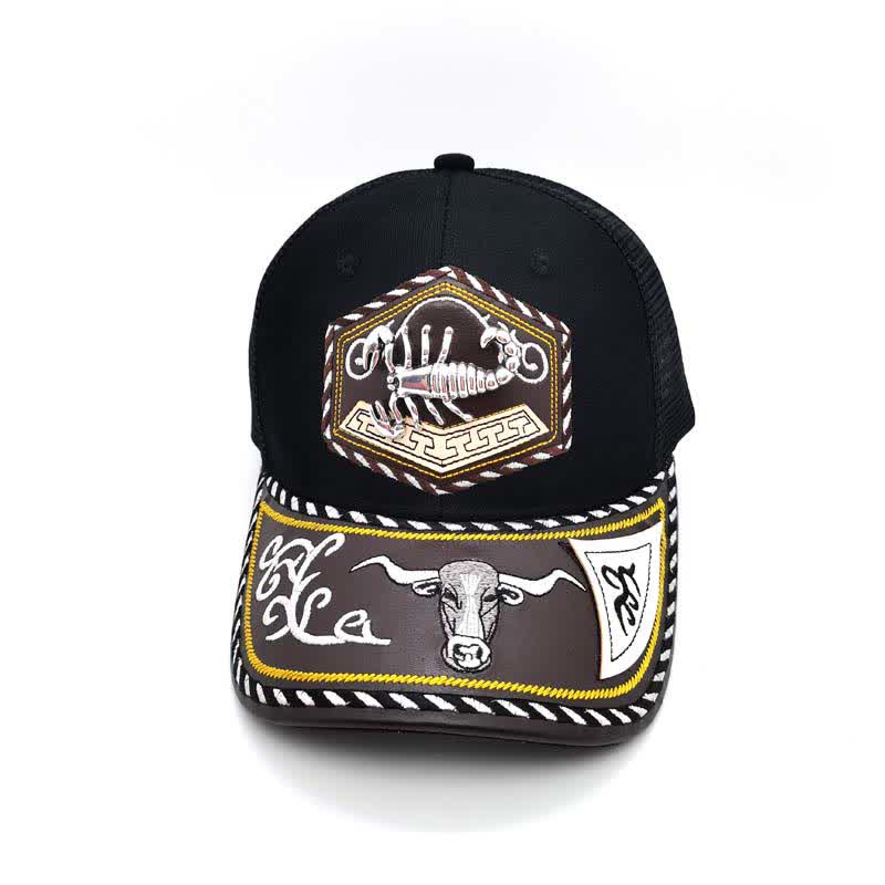 Silver 3d Metal Decor Westerm Embroidery Black Mesh Truck Hat (Pre-Sale) - Scorpion - Adjustable (About 22"-23 5/8") - image 10