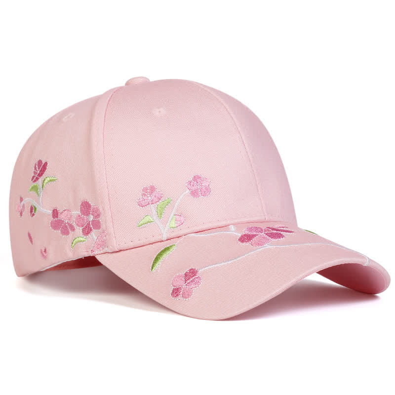 Pink Side Face Embroidery Floral Adjustable Baseball Cap - White - Adjustable (About 21 5/8"-22 7/8") - image 4