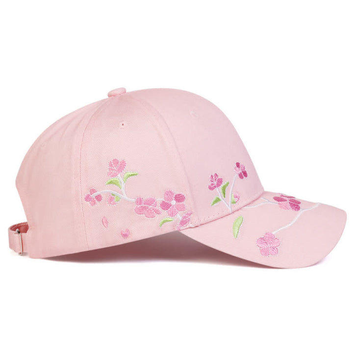 Pink Side Face Embroidery Floral Adjustable Baseball Cap - image 6
