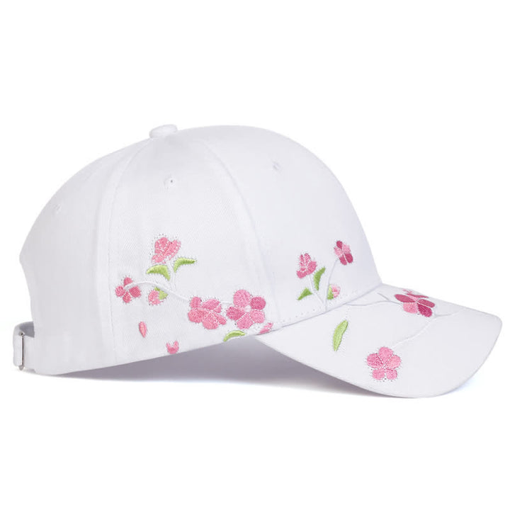 Pink Side Face Embroidery Floral Adjustable Baseball Cap - image 9