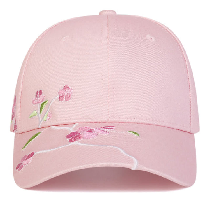 Pink Side Face Embroidery Floral Adjustable Baseball Cap - image 5