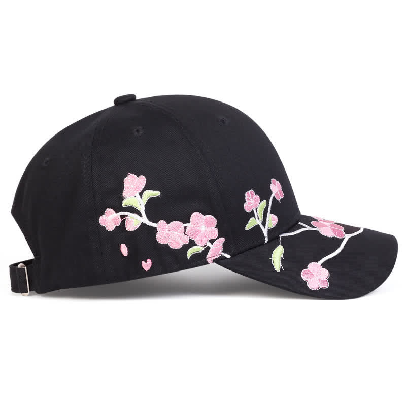 Pink Side Face Embroidery Floral Adjustable Baseball Cap - image 3