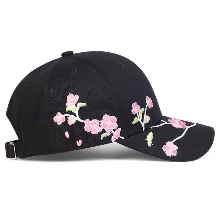 Pink Side Face Embroidery Floral Adjustable Baseball Cap - image 3