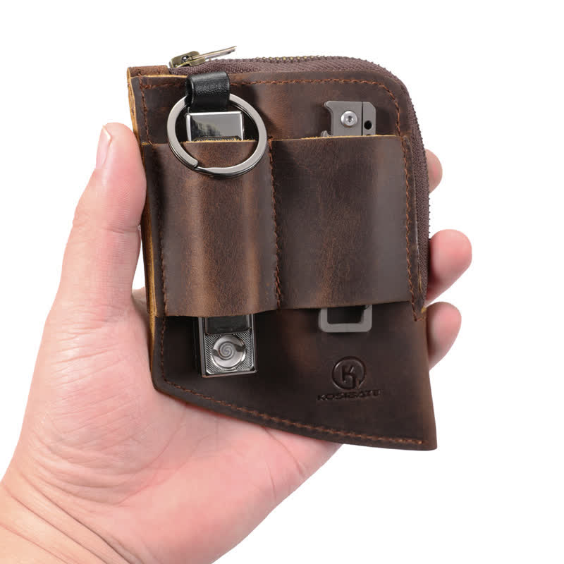 Curved Shape EDC Pocket Wallet Leather Belt Bag - image 4