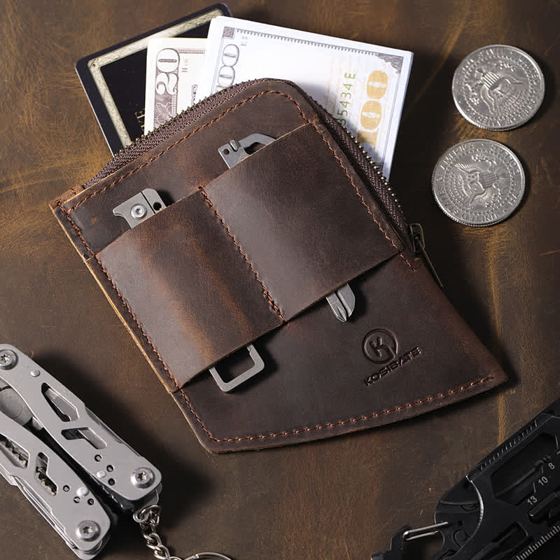 Curved Shape EDC Pocket Wallet Leather Belt Bag - image 2