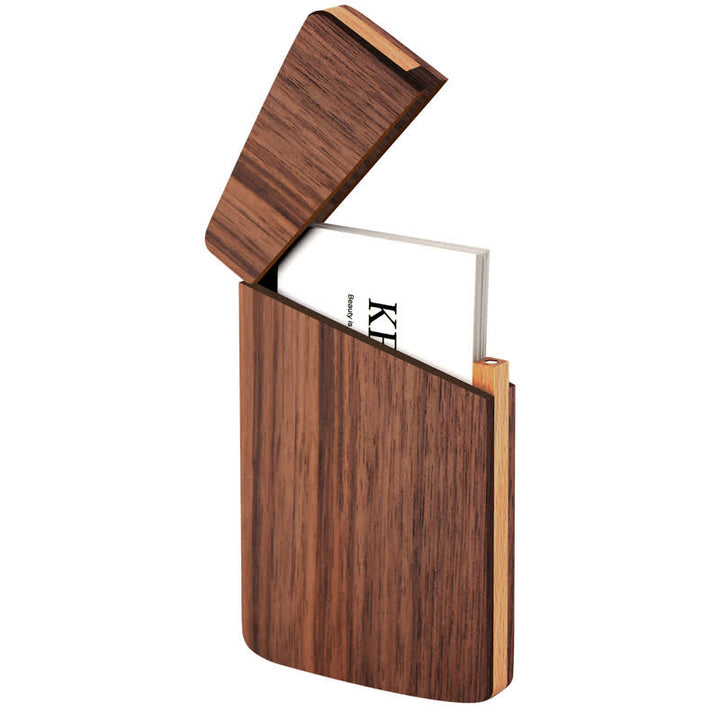 Custom Engraved Name Business Wooden Card Case - Black Walnut - image 2