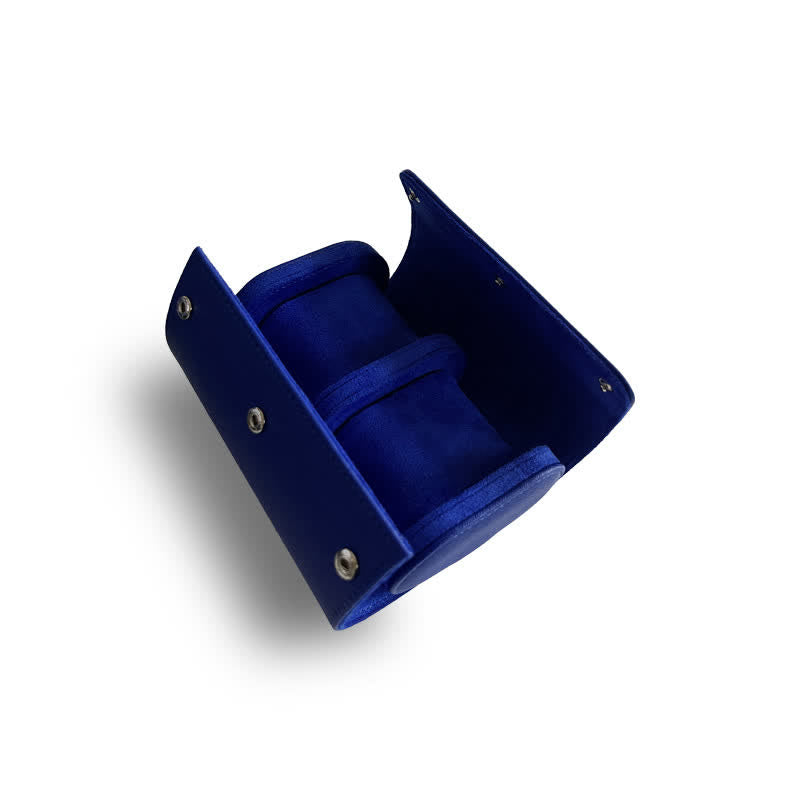 Custom Initials Travel Leather Roll Watch Case - 2-Position - Blue - image 13