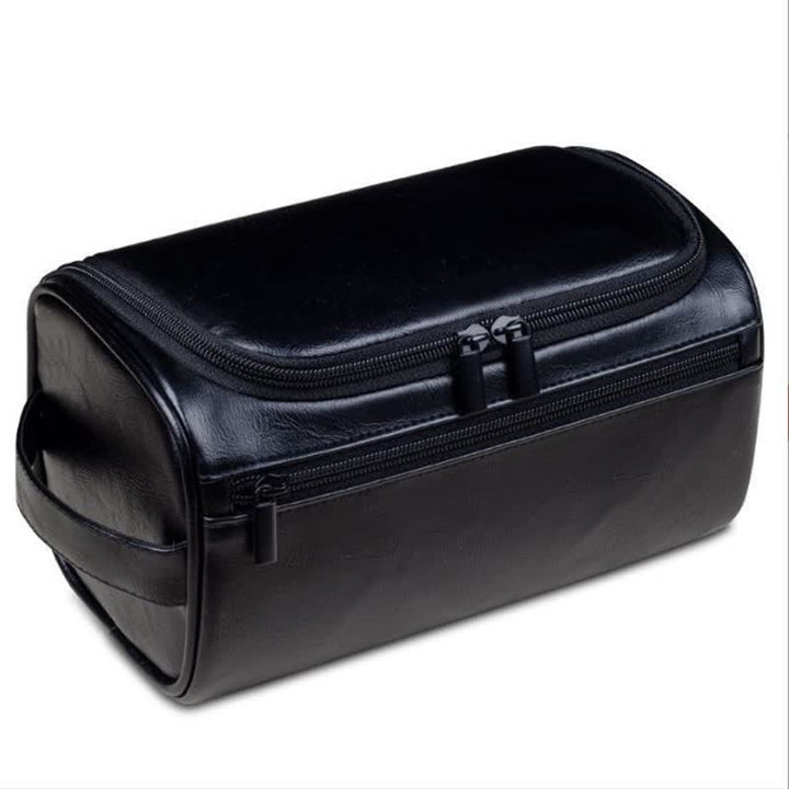 Custom Laser Engrave Monogram Travel Leather Toiletry Bag - Black - image 6