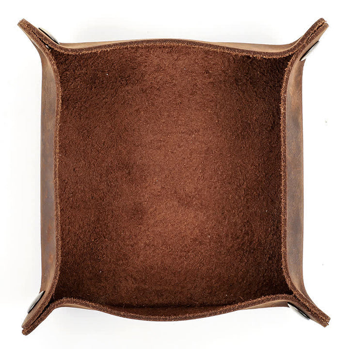 Rustic Genuine Leather Custom Name Foldable Valet Tray - image 2