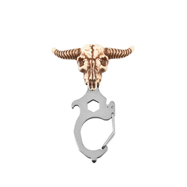 Practical Bull Indian Head Keychain With Hammer Breaker - Bull Head - Silver - image 3