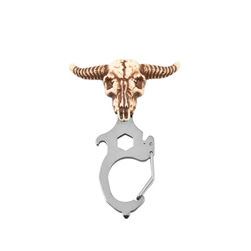 Practical Bull Indian Head Keychain With Hammer Breaker - Bull Head - Silver - image 2