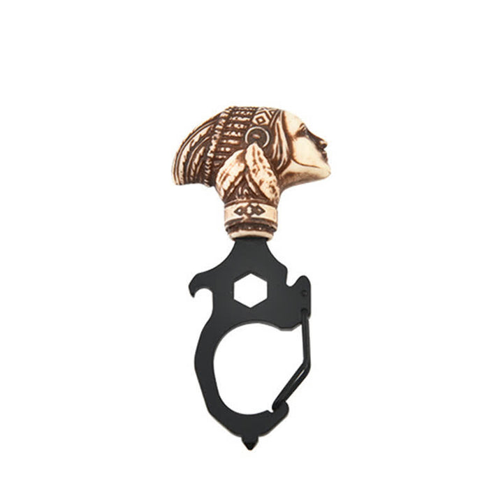 Practical Bull Indian Head Keychain With Hammer Breaker - Indian Head - Black - image 10