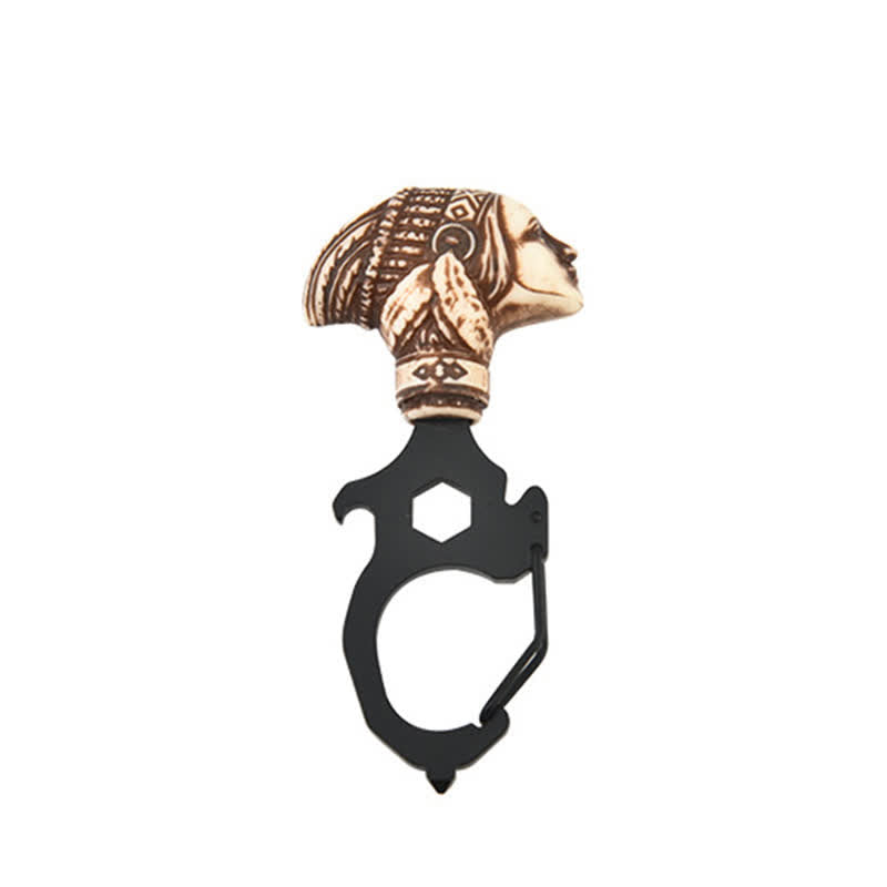 Practical Bull Indian Head Keychain With Hammer Breaker - Indian Head - Black - image 9
