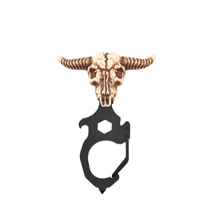 Practical Bull Indian Head Keychain With Hammer Breaker - Bull Head - Black - image 5