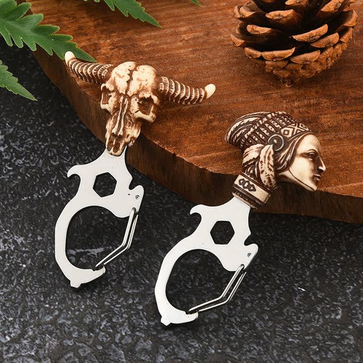 Practical Bull Indian Head Keychain With Hammer Breaker - image 3