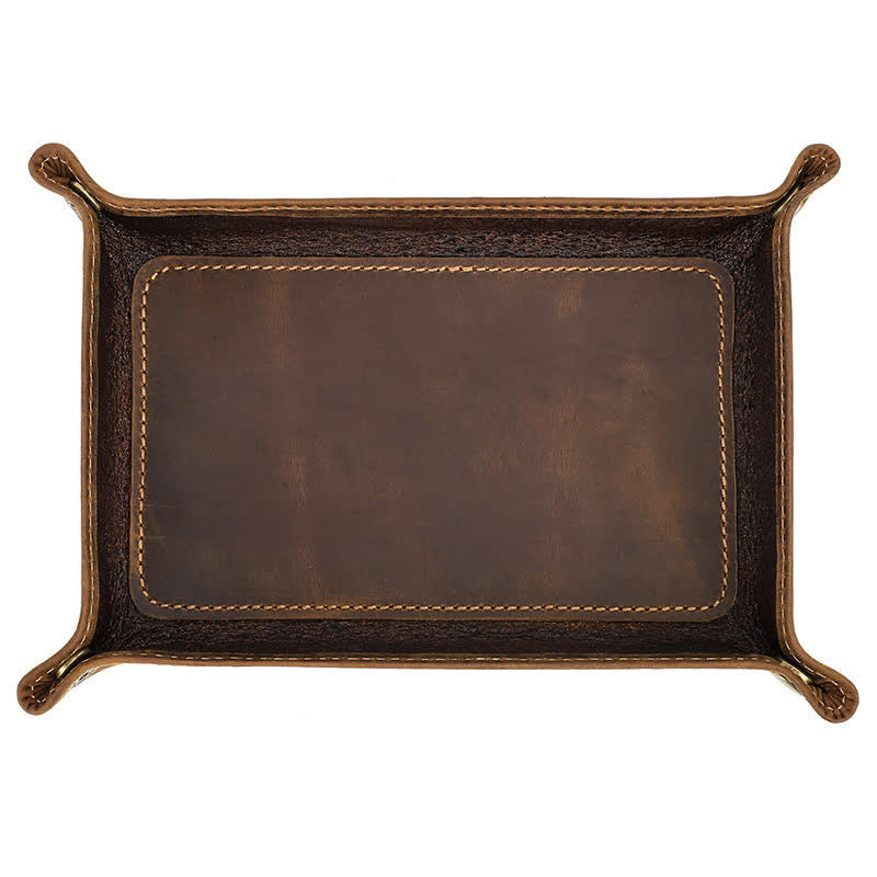 Large Rectangle Leather Custom Name Foldable Valet Tray - image 8