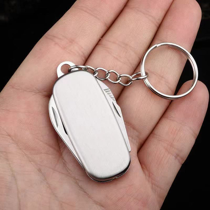 Silver Compact Folding Knife Keychain With Bottle Opener - image 5