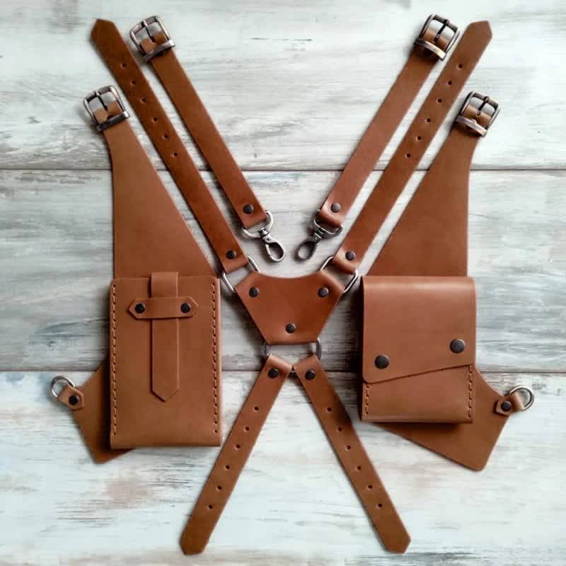 Outdoor Anti-Theft Hidden Double Underarm Shoulder Bag - Yellowish-Brown - image 5