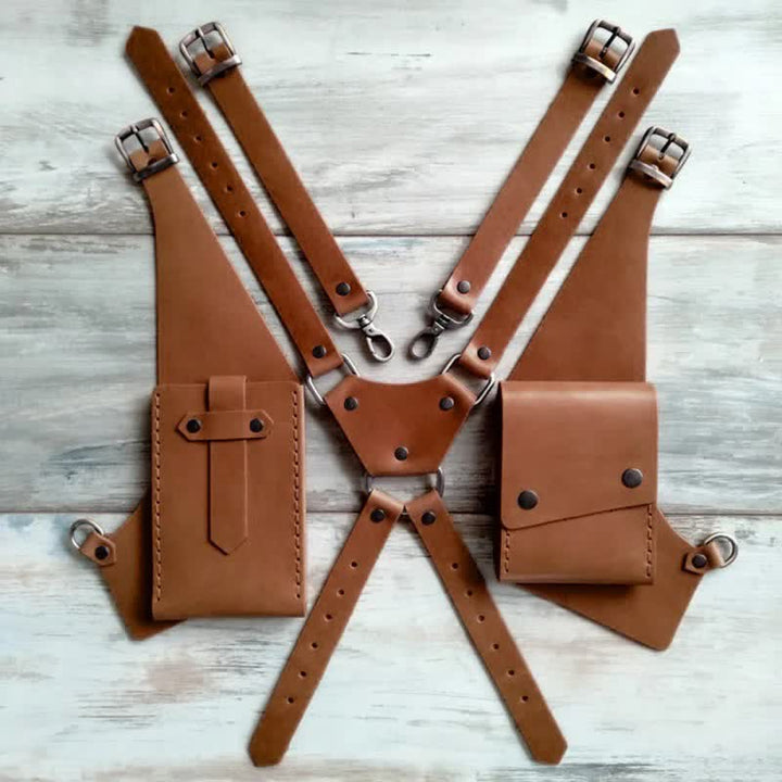 Outdoor Anti-Theft Hidden Double Underarm Shoulder Bag - Yellowish-Brown - image 5