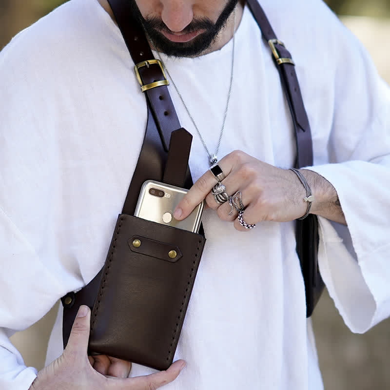 Outdoor Anti-Theft Hidden Double Underarm Shoulder Bag - Dark Brown - image 1