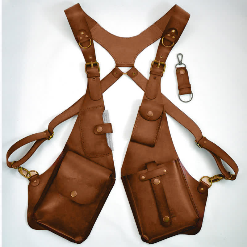 Vintage Anti-Theft Harness Wallet Underarm Shoulder Bag - Light Brown - image 2