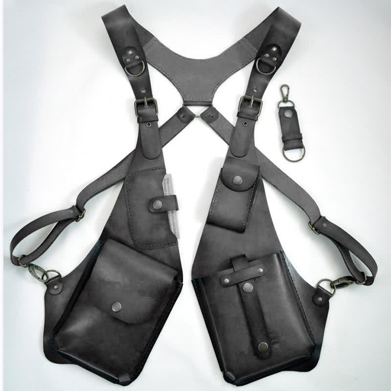 Vintage Anti-Theft Harness Wallet Underarm Shoulder Bag - Black - image 4