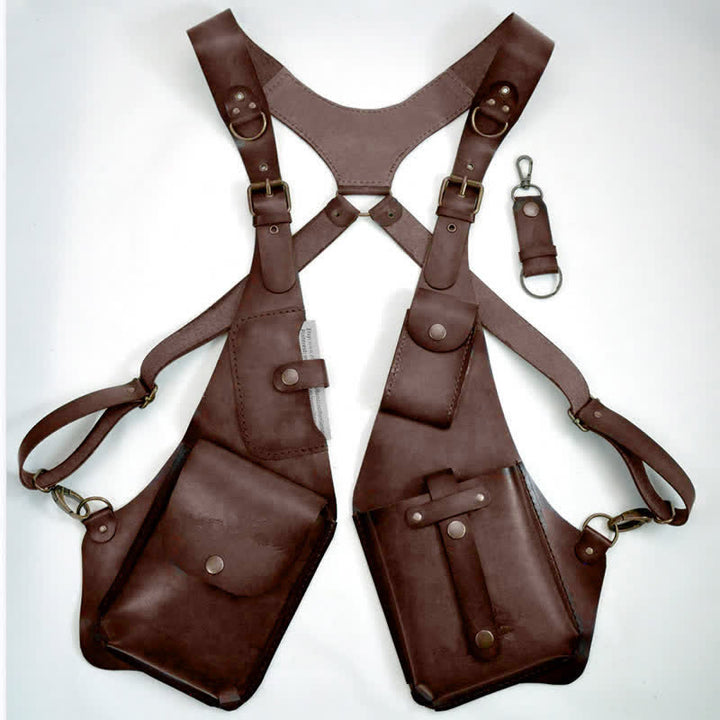 Vintage Anti-Theft Harness Wallet Underarm Shoulder Bag - Dark Brown - image 3