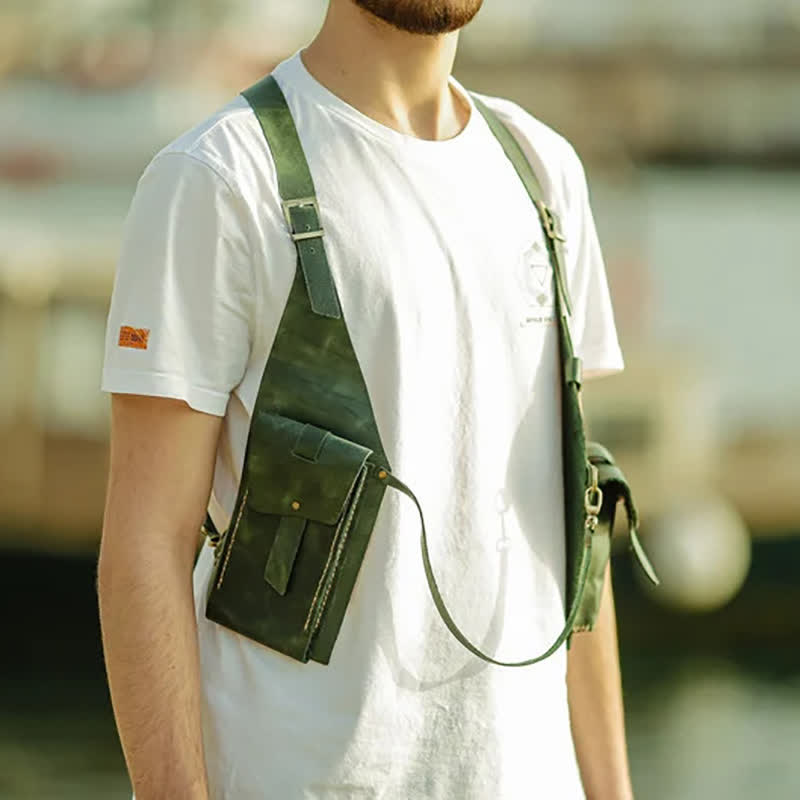 Medieval Look Anti-theft Underarm Double Shoulder Bag - Green - image 5