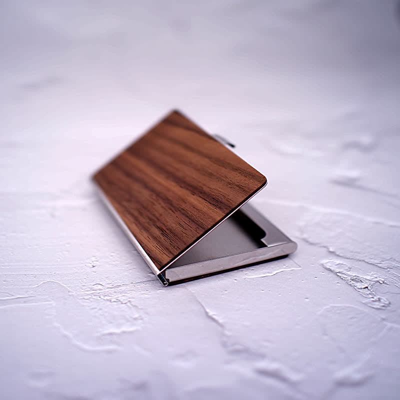 Custom Engraved Name Business Wooden Card Case - image 9