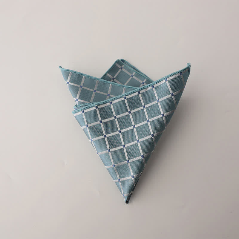 Men's Retro Saturated Color Checkered Pattern Pocket Square - Sky Blue - image 3