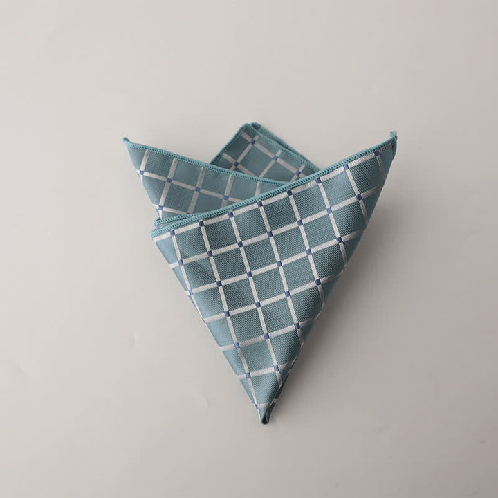 Men's Retro Saturated Color Checkered Pattern Pocket Square - Sky Blue - image 3