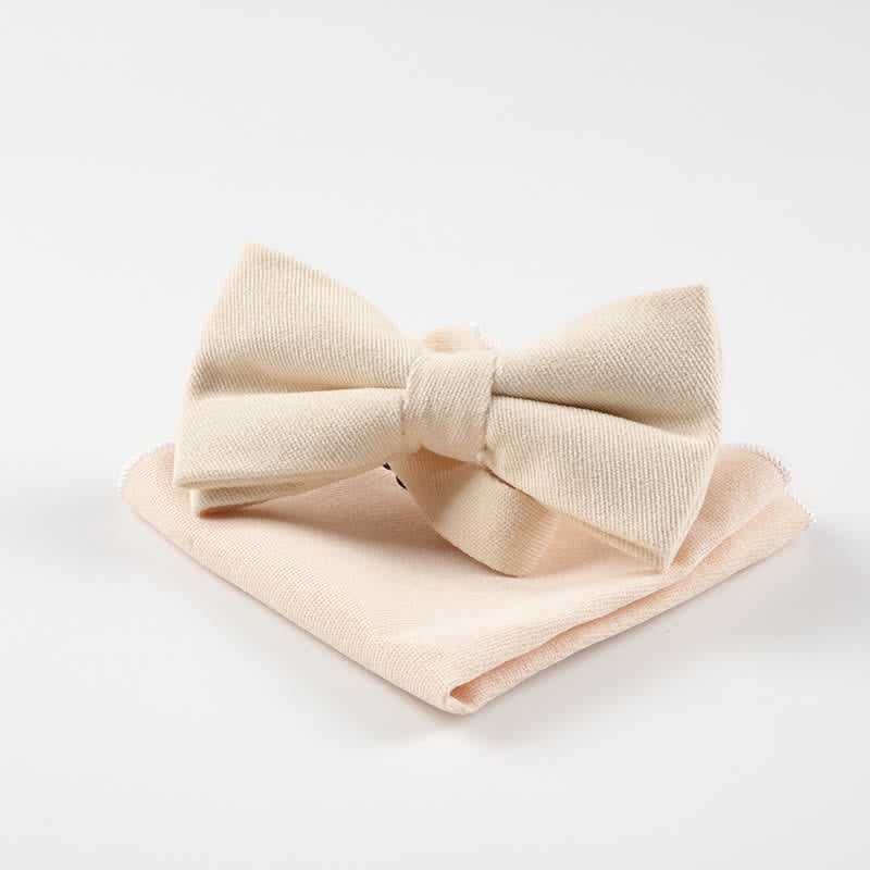 2Pcs Morandi Color System Handkerchief Bow Tie - Ivory - image 19