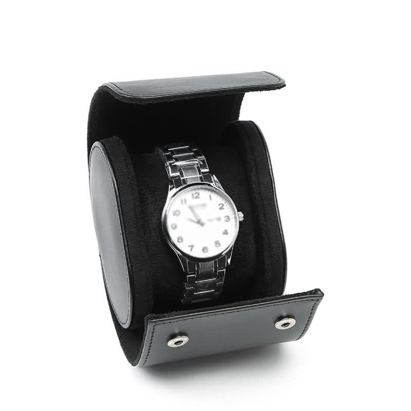 Custom Initials Travel Leather Roll Watch Case - 1-Position - Black - image 9