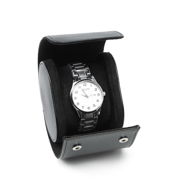Custom Initials Travel Leather Roll Watch Case - 1-Position - Black - image 9