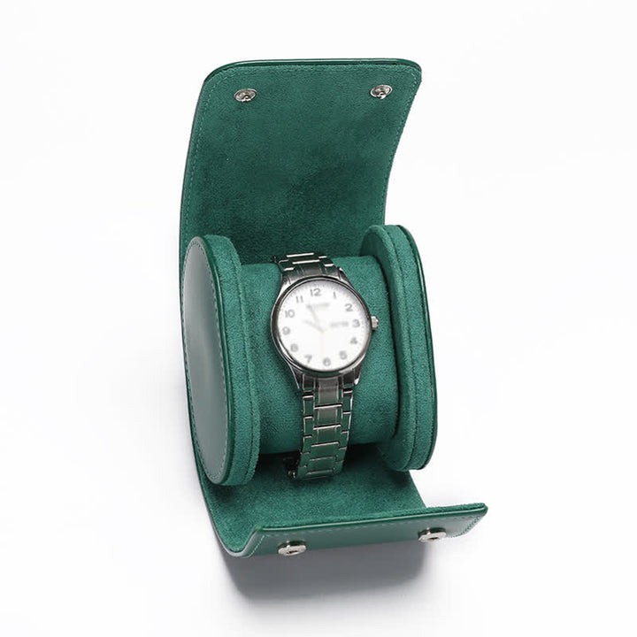 Custom Initials Travel Leather Roll Watch Case - 1-Position - Green - image 15