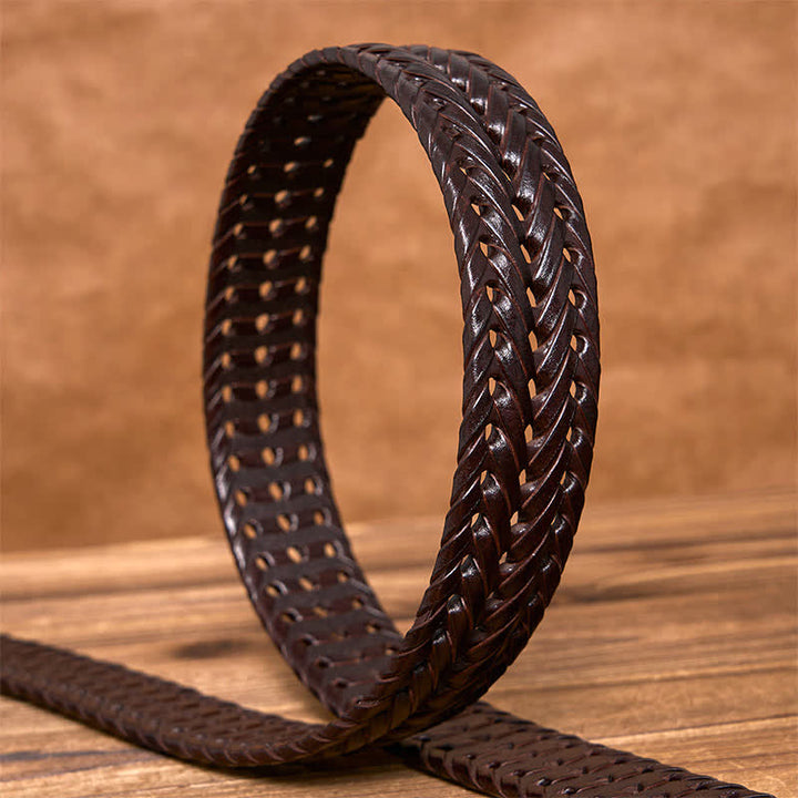 Men's Casual Handwoven Braided Leather Belt - image 15
