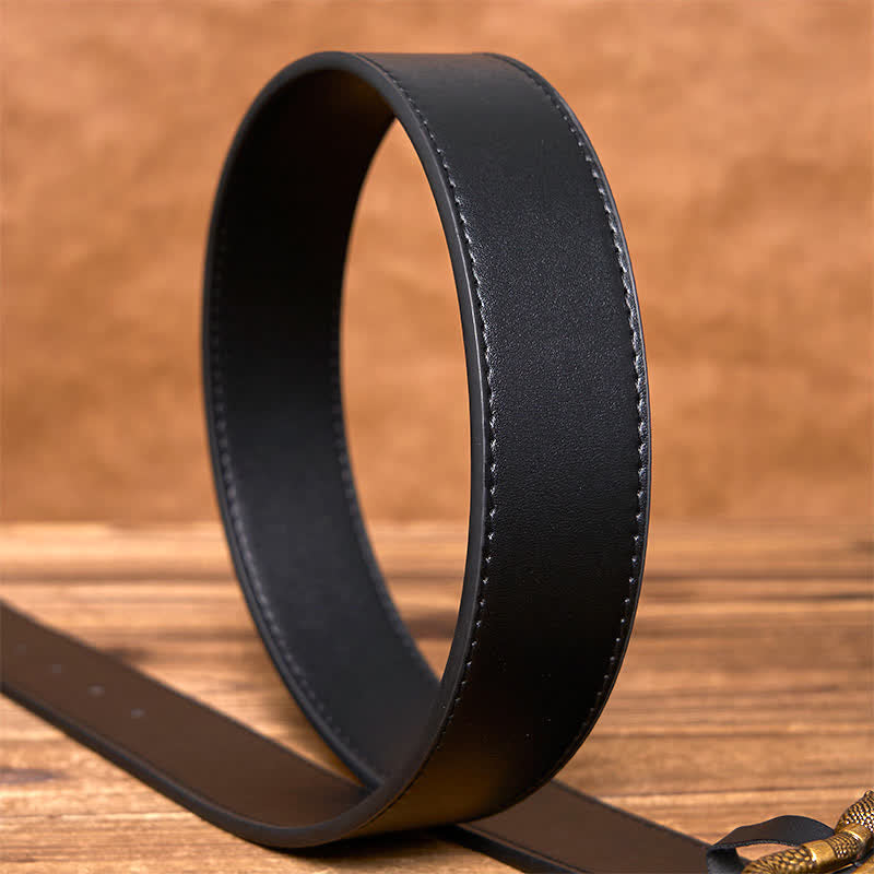 Men's Punk Bronze Serpent Buckle Streetwear Leather Belt - image 5