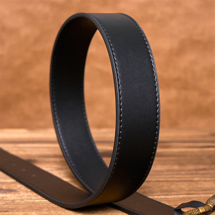 Men's Punk Bronze Serpent Buckle Streetwear Leather Belt - image 5